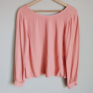 Cloth & Stone Peach Long Sleeve Button Back Top